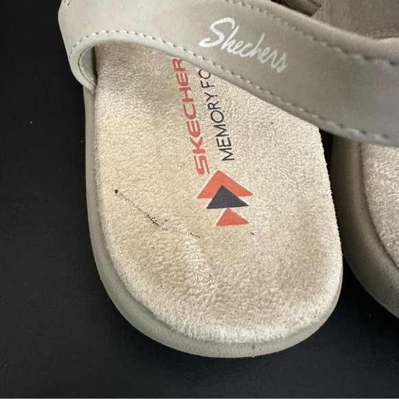 Skechers Reggae Slim Simply Stretch Sandals Beige Taupe Slingback Size 8 - Picture 4 of 10